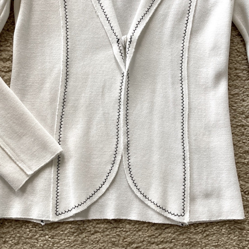 White One Button Blazer Sweater Jacket - Picture 5 of 9